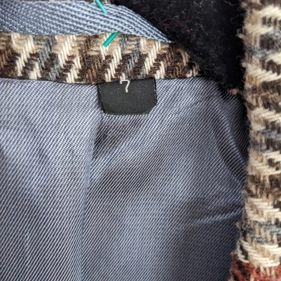 Vintage Harrinbone Houndstooth brown blazer jacket large @A9 - Picture 9 of 12